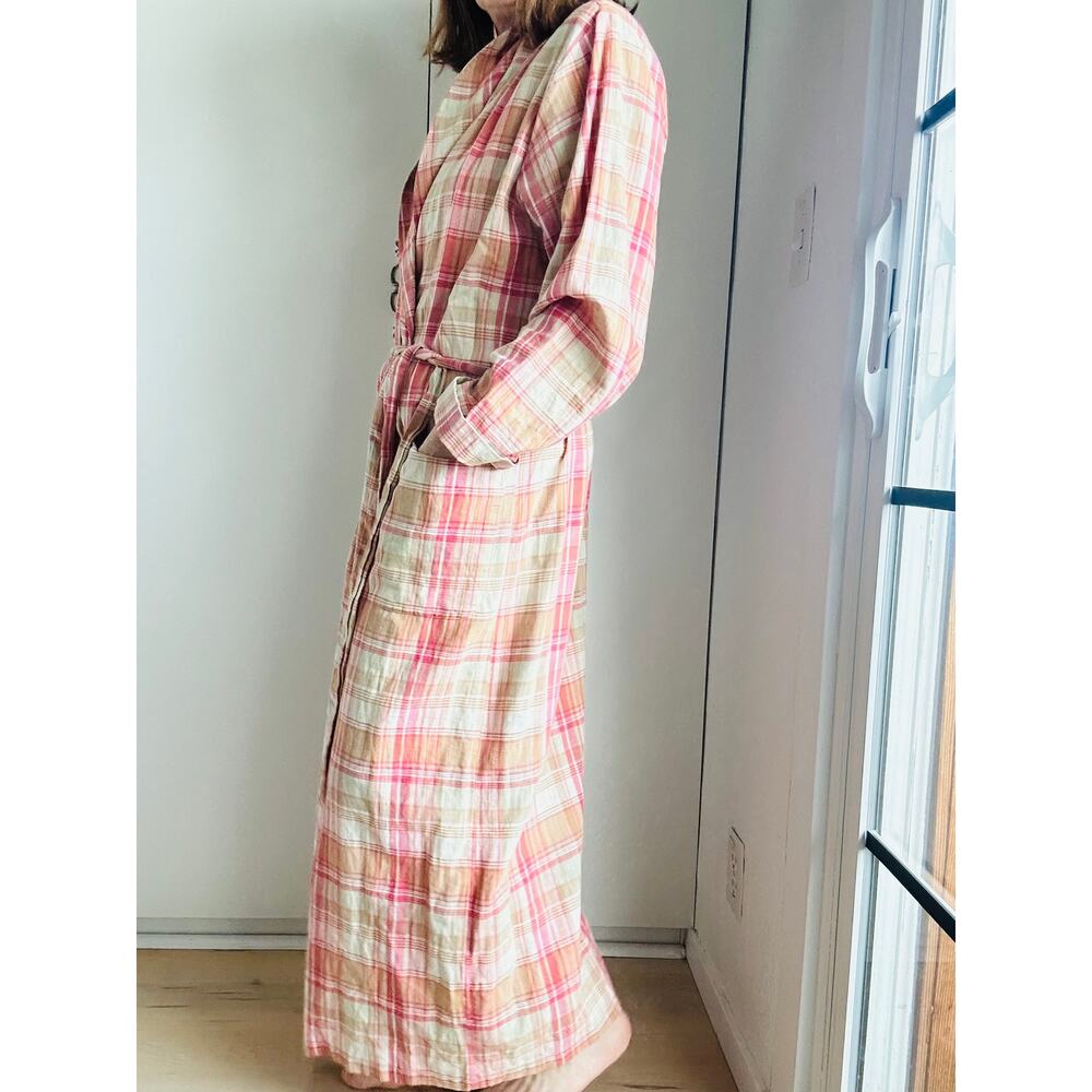 Cherokee Plaid Robe - 55%linen 45% Cotton - Picture 7 of 8